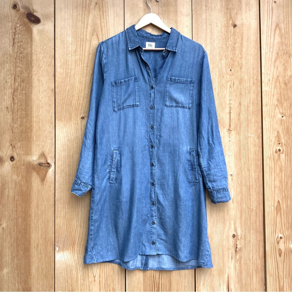 Wash Lab Chambray Long Sleeve Dress Sz Medium